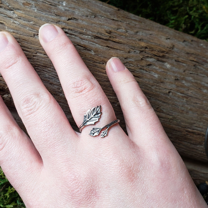 Sterling Silver Adjustable Leaf Ring