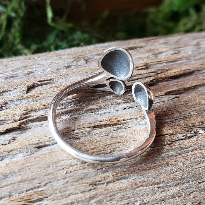 Sterling Silver Adjustable Mushroom Trio Ring