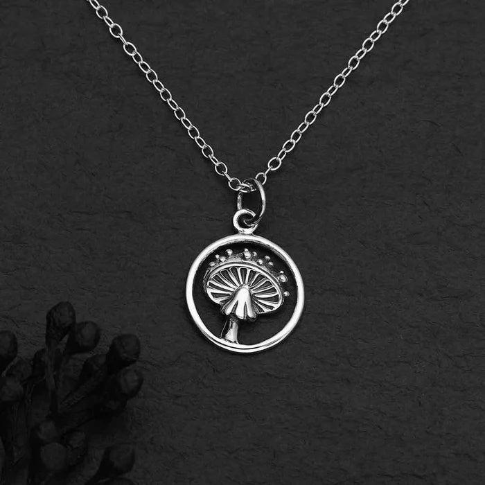 Sterling Silver Agaric Mushroom Necklace