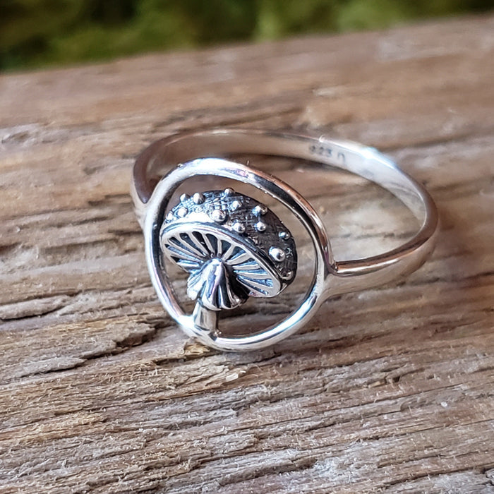 Sterling Silver Amanita Mushroom Ring