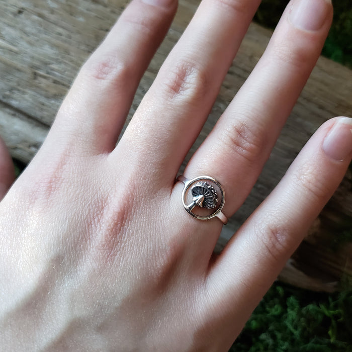 Sterling Silver Amanita Mushroom Ring