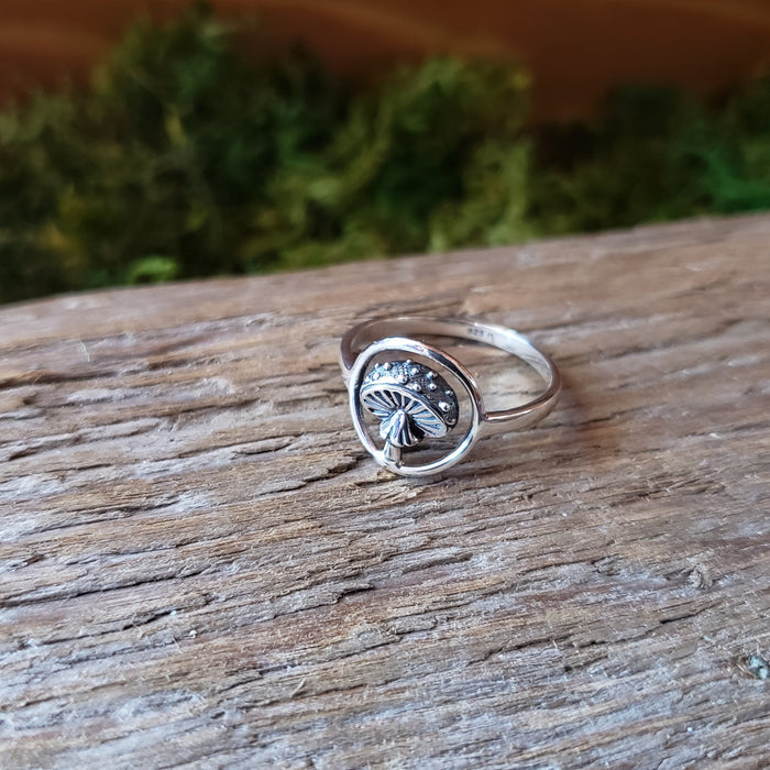 Sterling Silver Amanita Mushroom Ring