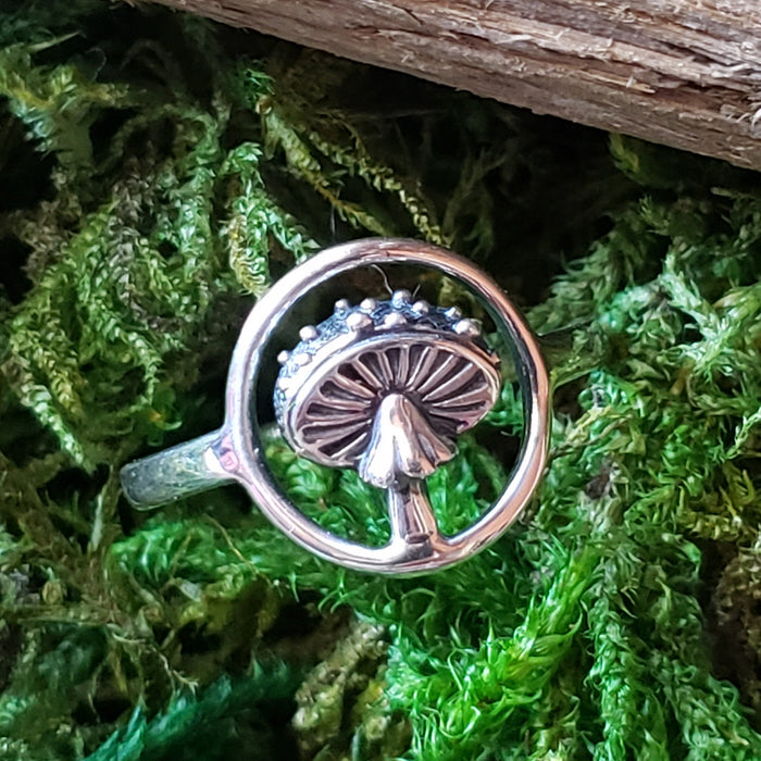 Sterling Silver Amanita Mushroom Ring