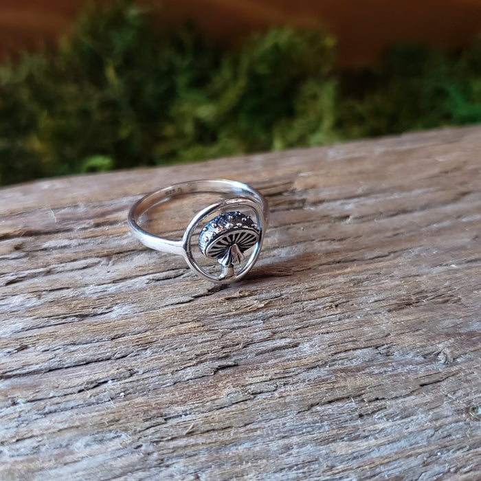 Sterling Silver Amanita Mushroom Ring