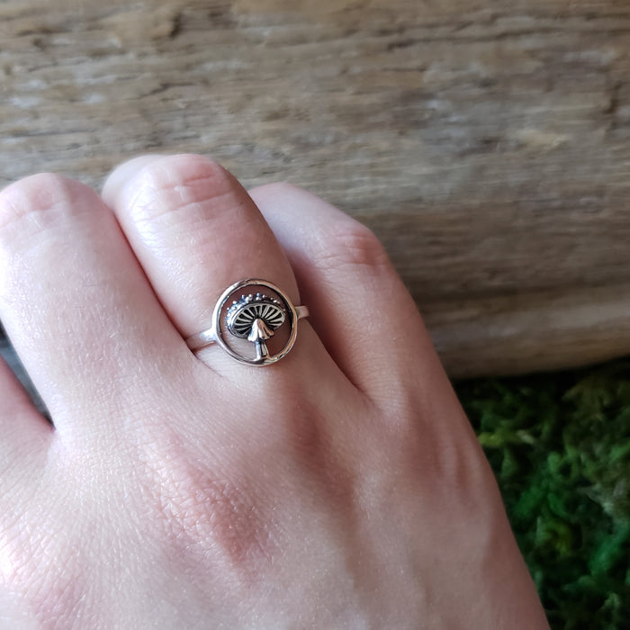 Sterling Silver Amanita Mushroom Ring