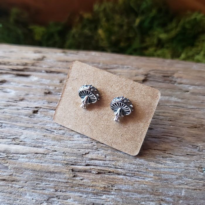 Sterling Silver Amanita Mushroom Studs