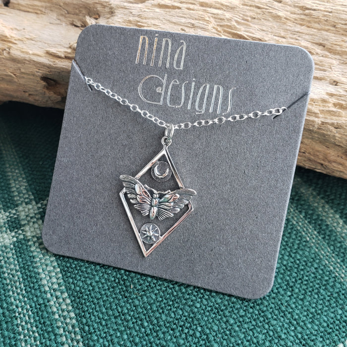 Sterling Silver Celestial Moth Necklace