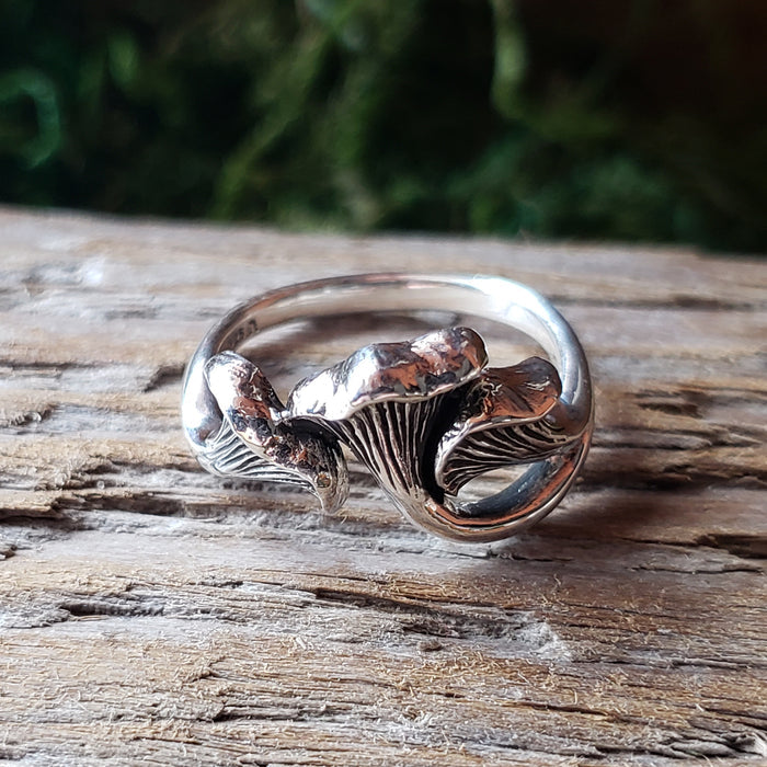 Sterling Silver Chanterelle Mushroom Ring