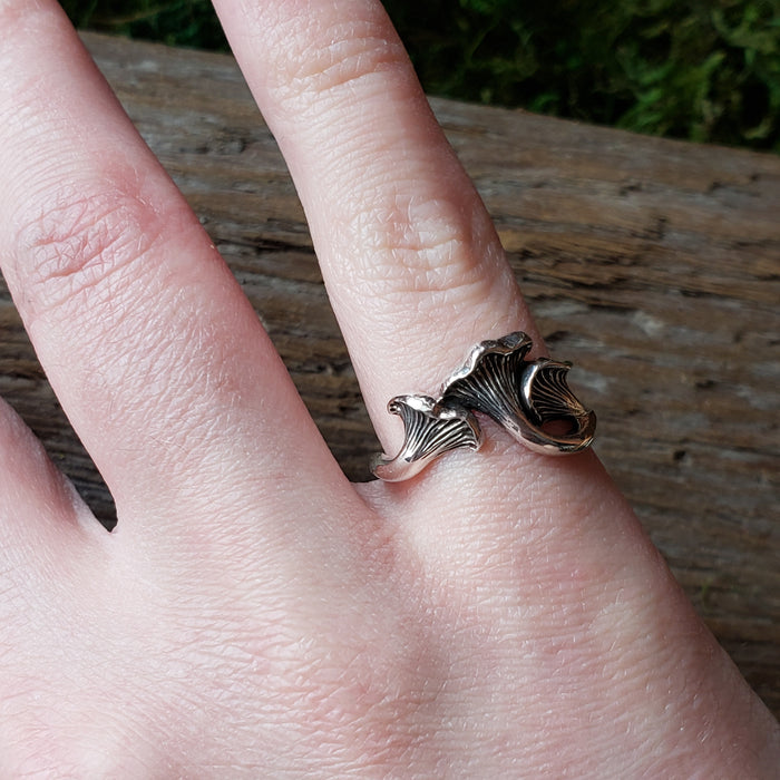 Sterling Silver Chanterelle Mushroom Ring
