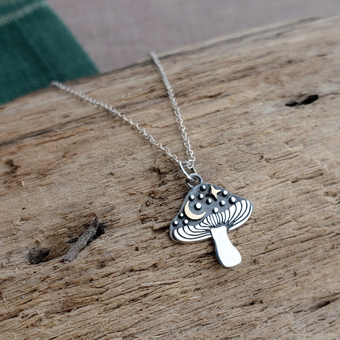 Sterling Silver Cosmic Mushroom Necklace