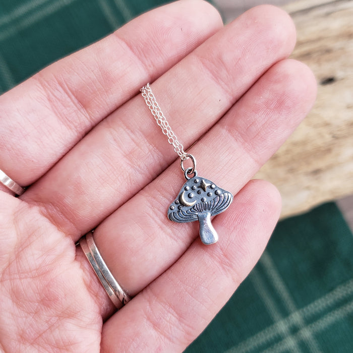 Sterling Silver Cosmic Mushroom Necklace