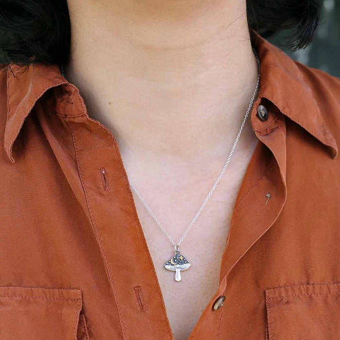 Sterling Silver Cosmic Mushroom Necklace