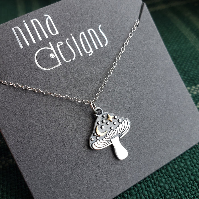 Sterling Silver Cosmic Mushroom Necklace