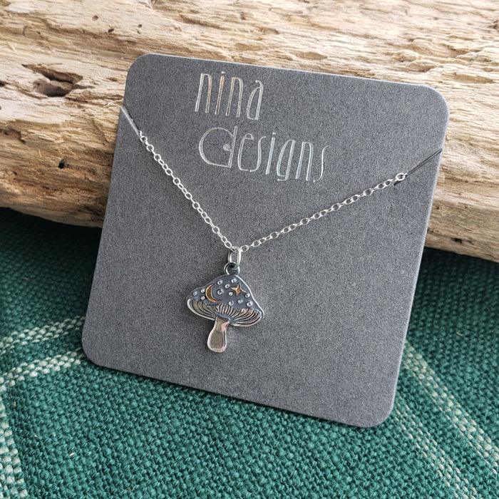 Sterling Silver Cosmic Mushroom Necklace