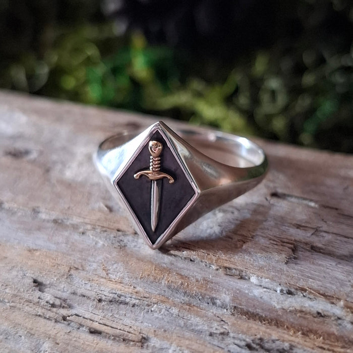 Sterling Silver Dagger Signet Ring
