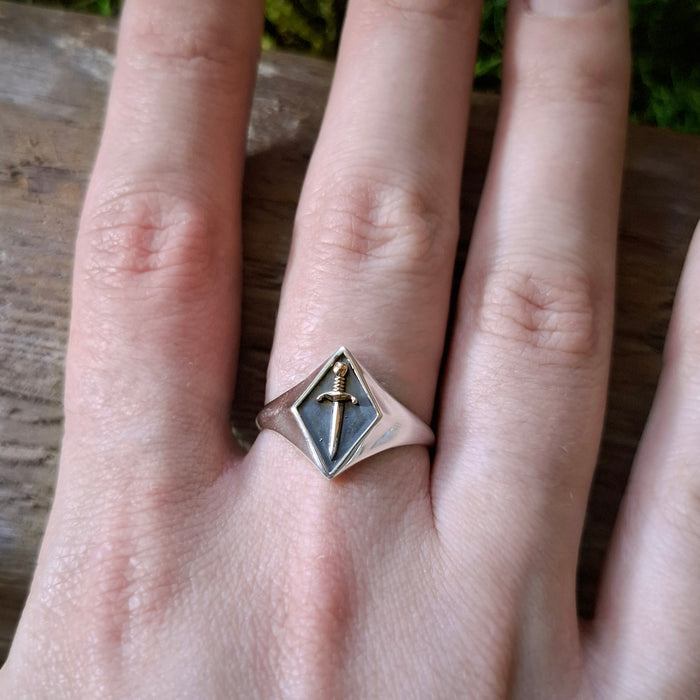 Sterling Silver Dagger Signet Ring