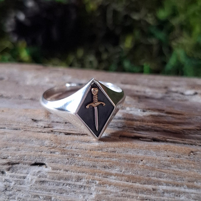 Sterling Silver Dagger Signet Ring