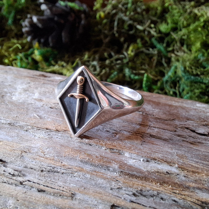 Sterling Silver Dagger Signet Ring