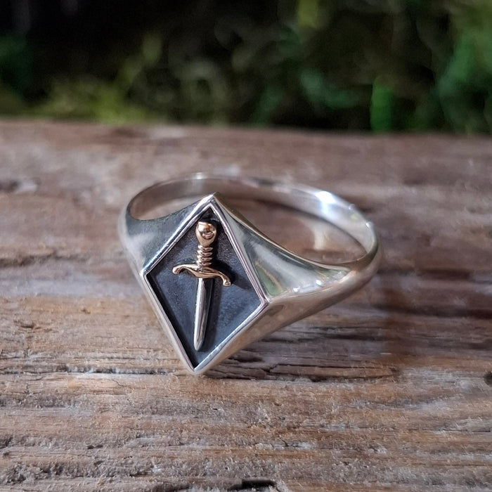 Sterling Silver Dagger Signet Ring