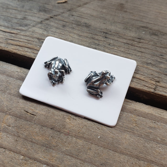 Sterling Silver Frog Stud Earrings