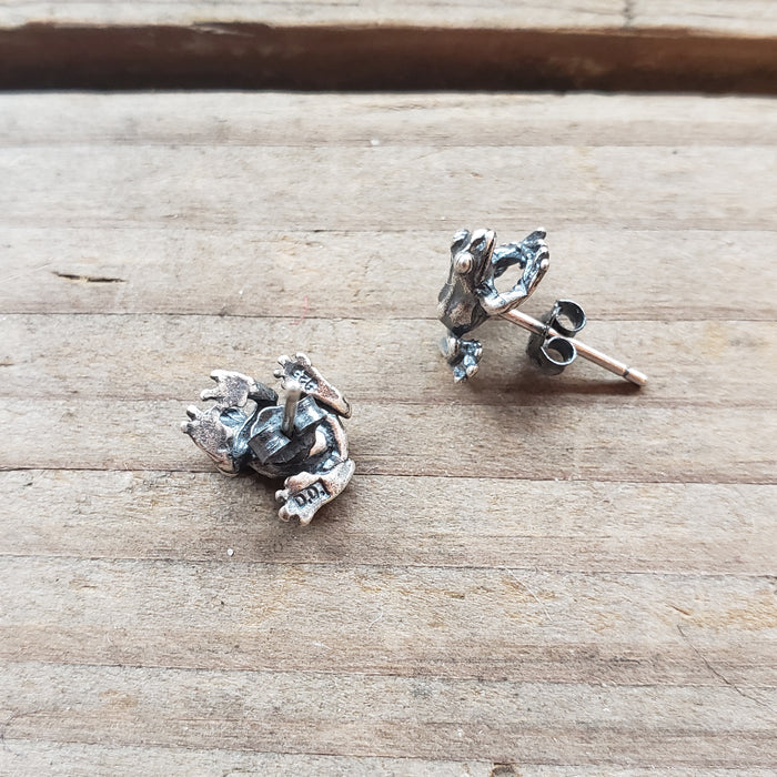 Sterling Silver Frog Stud Earrings