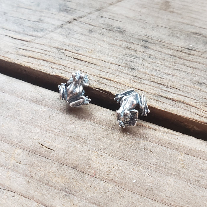 Sterling Silver Frog Stud Earrings