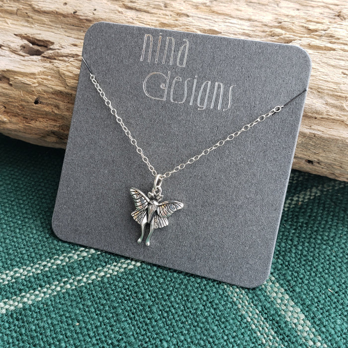 Sterling Silver Luna Moth Necklace
