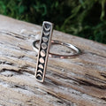 Sterling Silver Moon Phase Bar Ring