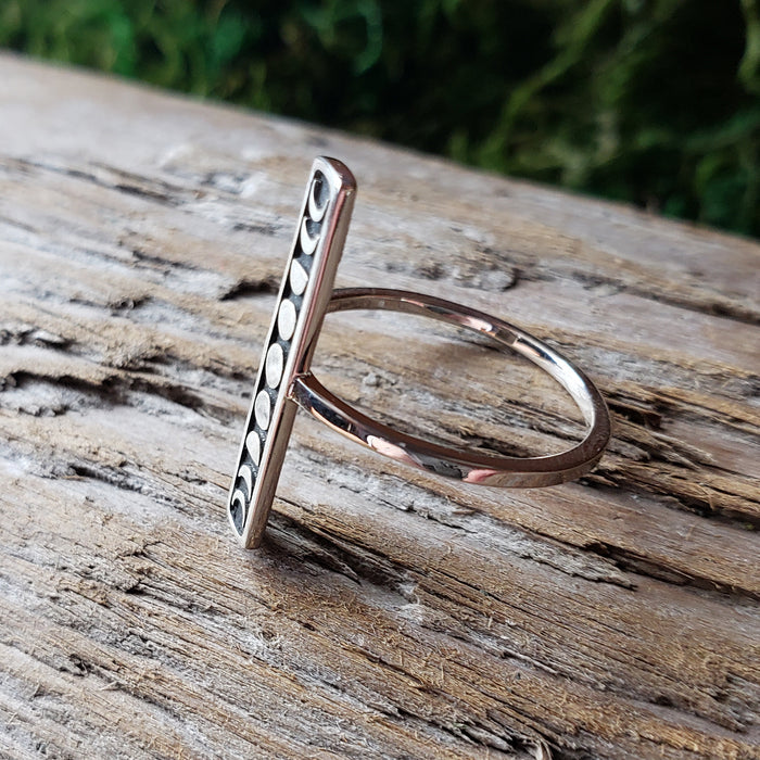 Sterling Silver Moon Phase Bar Ring