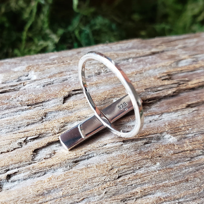 Sterling Silver Moon Phase Bar Ring