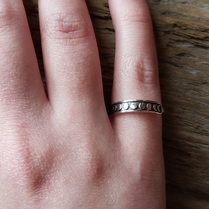 Sterling Silver Moon Phases Ring