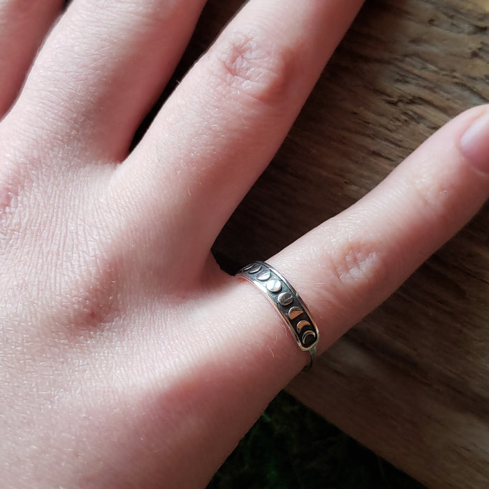 Sterling Silver Moon Phases Ring