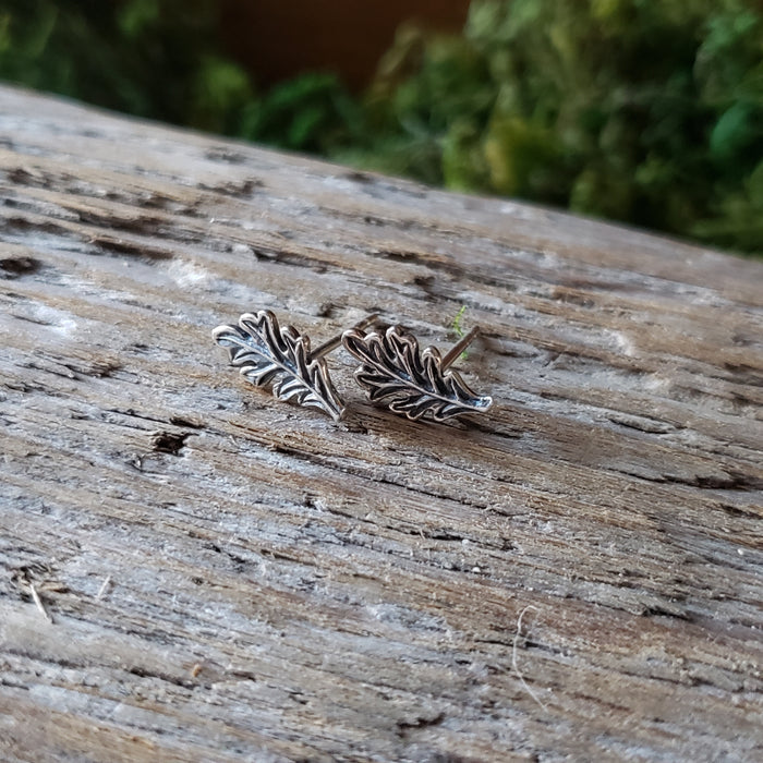 Sterling Silver Oak Leaf Studs