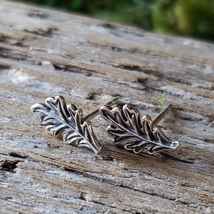 Sterling Silver Oak Leaf Studs