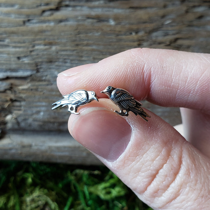 Sterling Silver Raven Studs