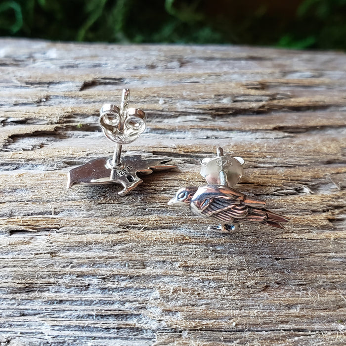 Sterling Silver Raven Studs