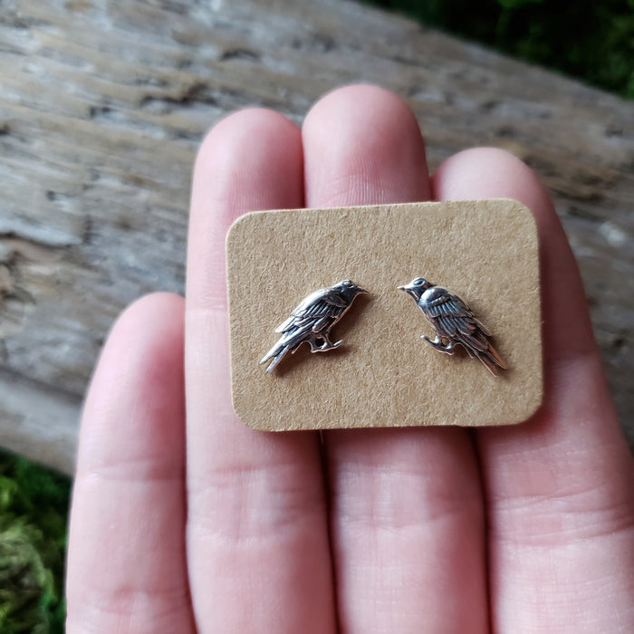 Sterling Silver Raven Studs