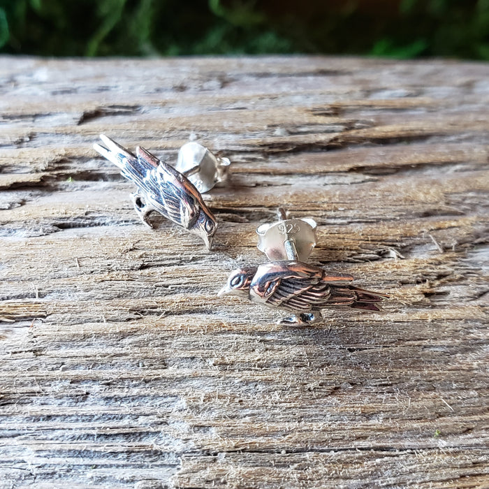 Sterling Silver Raven Studs