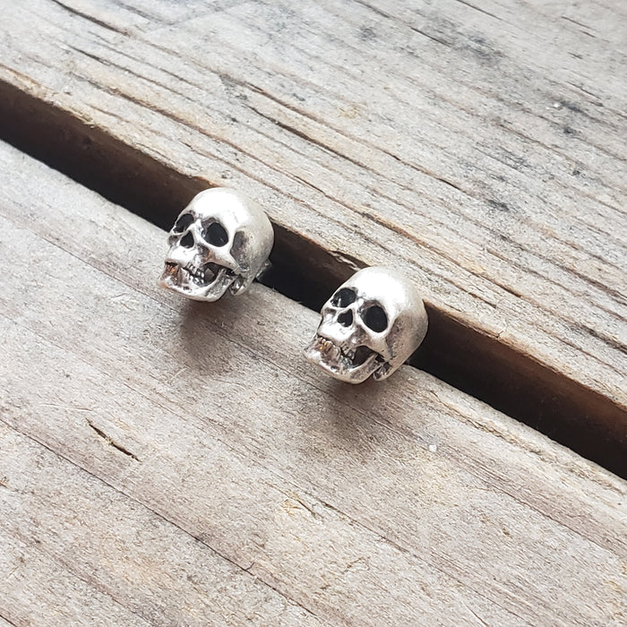 Sterling Silver Skull Stud Earrings