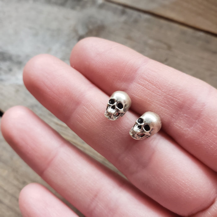 Sterling Silver Skull Stud Earrings