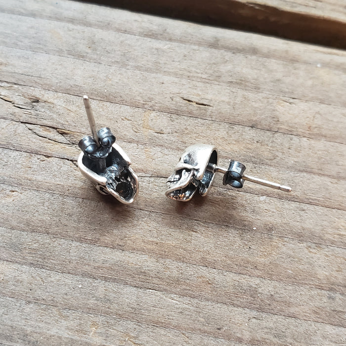 Sterling Silver Skull Stud Earrings