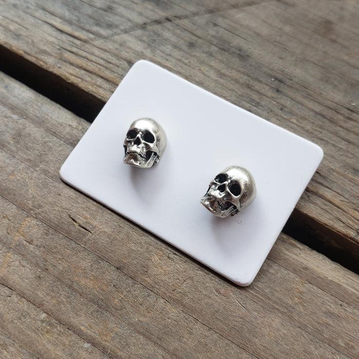 Sterling Silver Skull Stud Earrings