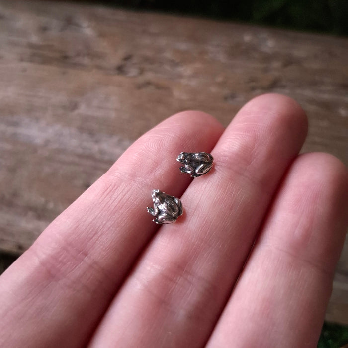 Sterling Silver Tiny Frog Studs
