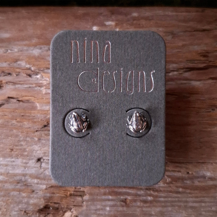 Sterling Silver Tiny Frog Studs