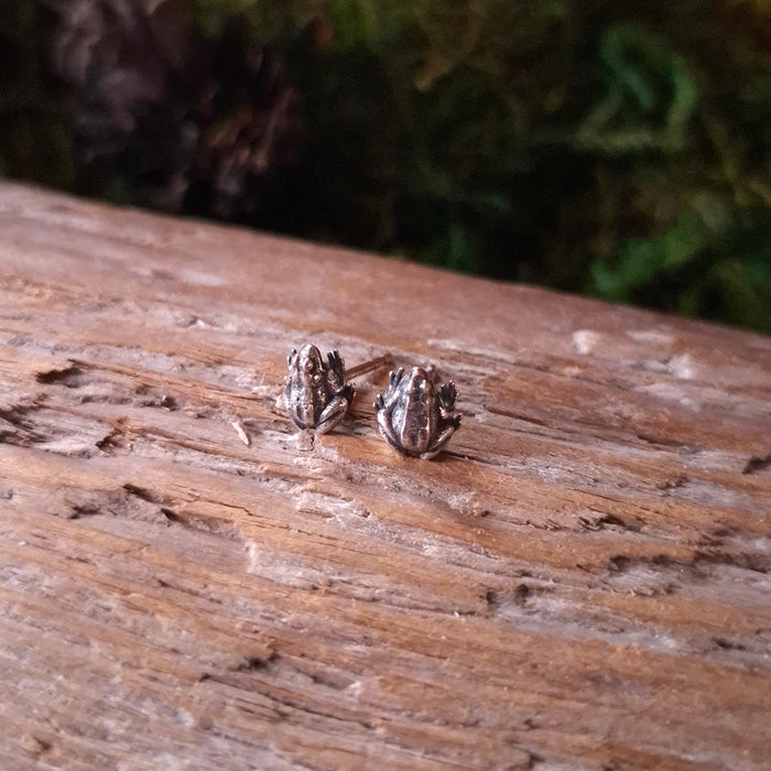 Sterling Silver Tiny Frog Studs