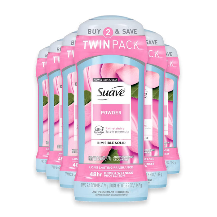 Suave Invisible Solid Powder Antiperspirant Deodorant 2.6 oz - 2 Ct - 6 Pack