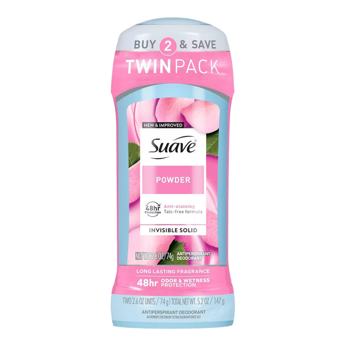 Suave Invisible Solid Powder Antiperspirant Deodorant 2.6 oz - 2 Ct - 6 Pack
