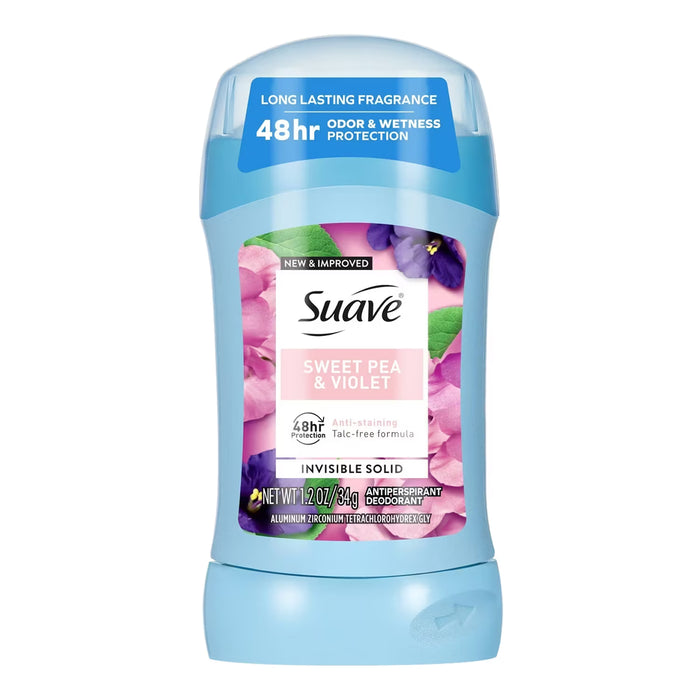 Suave Invisible Solid Sweet Pea & Violet Antiperspirant Deodorant 1.2 oz - 12 Pack