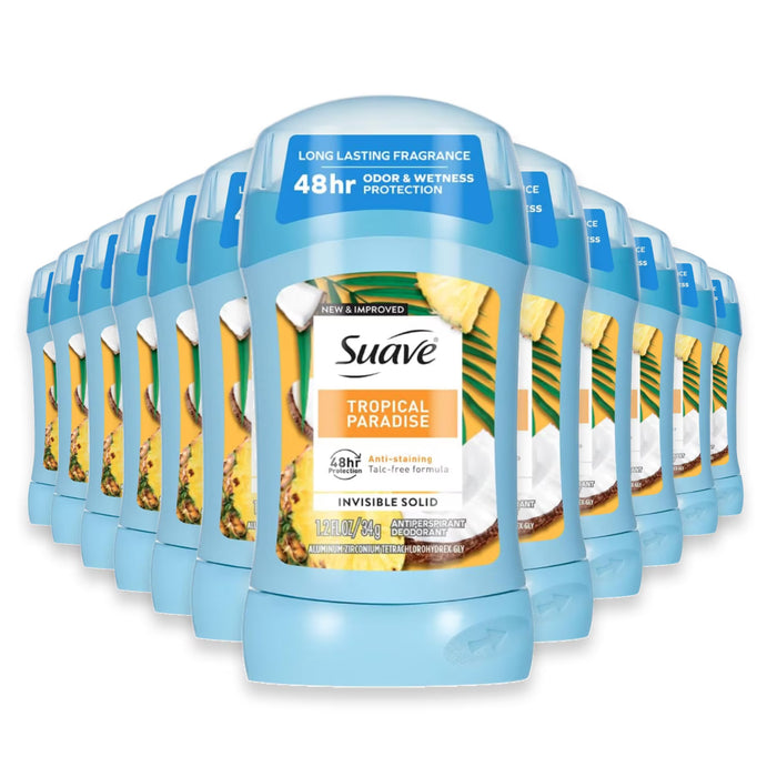 Suave Invisible Solid Tropical Paradise Antiperspirant Deodorant 1.2 oz - 12 Pack
