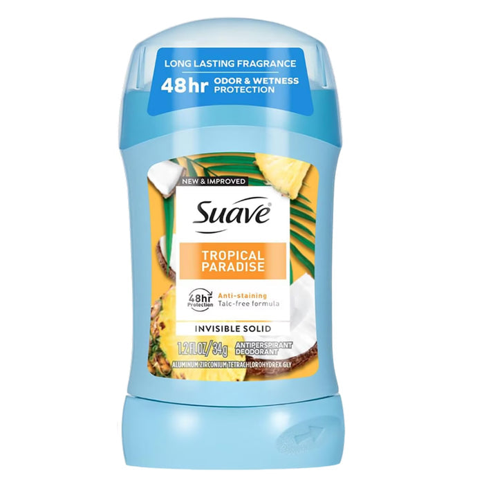 Suave Invisible Solid Tropical Paradise Antiperspirant Deodorant 1.2 oz - 12 Pack